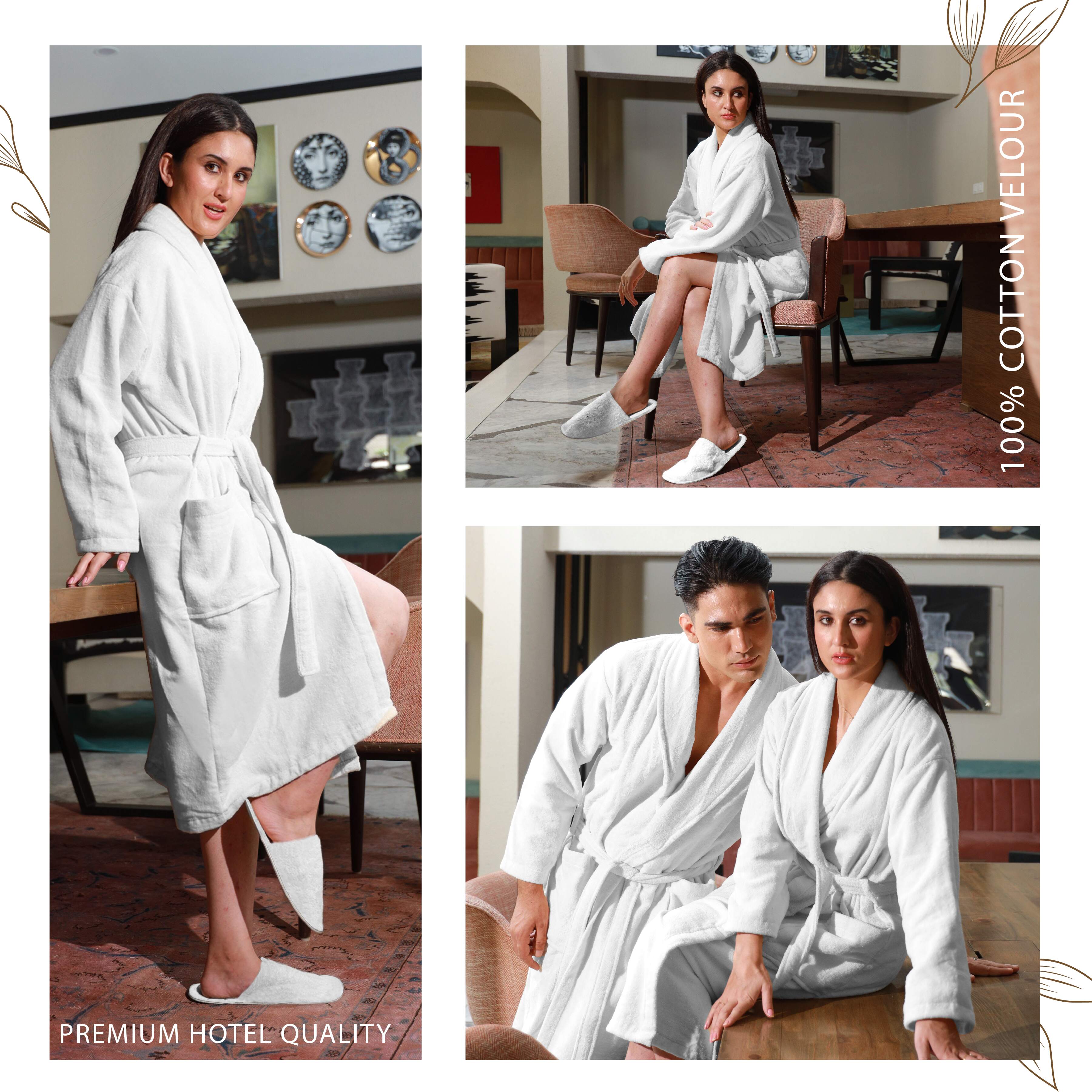 Granada 100% Egyptian Cotton Unisex Velour Bath Robe