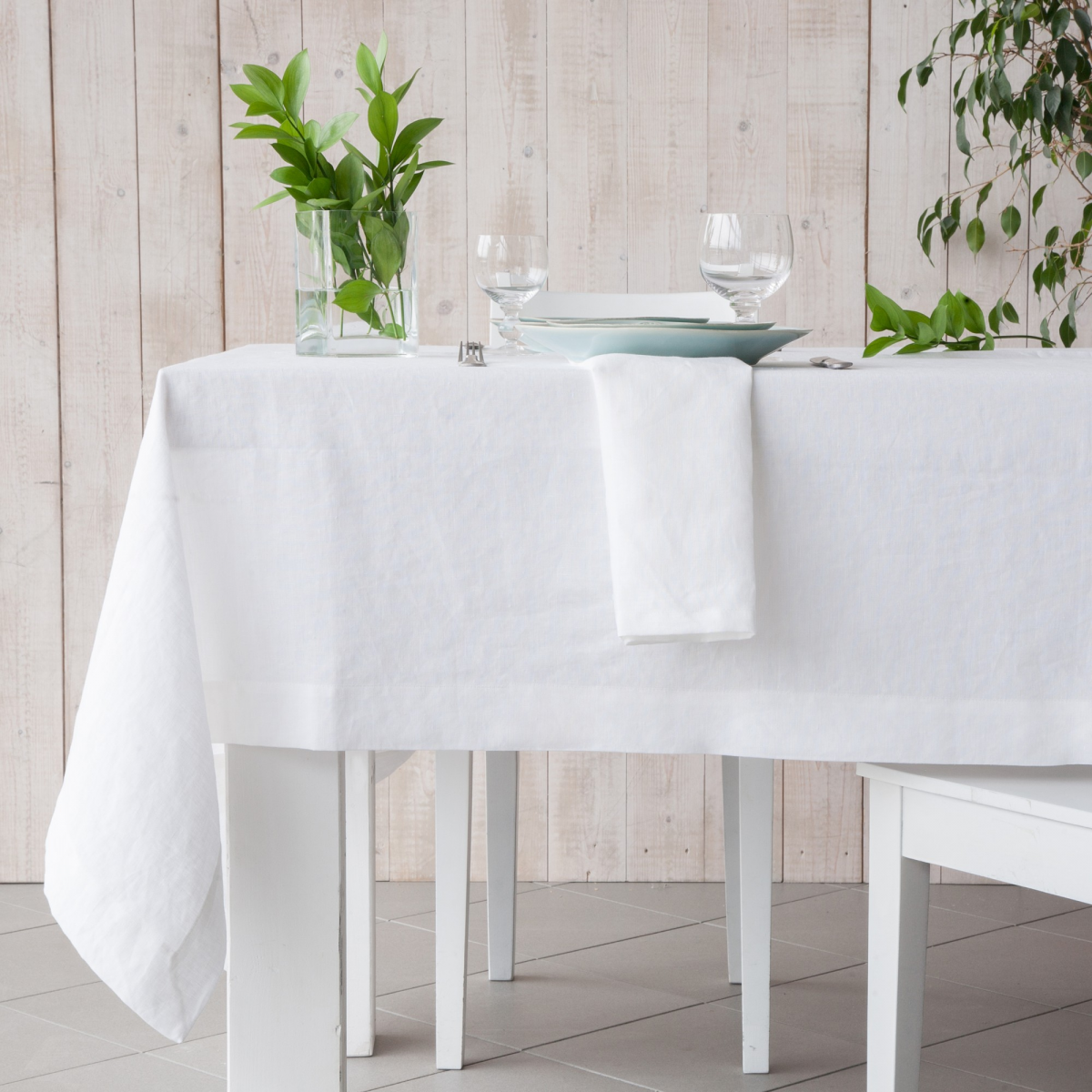 Toledo 100% Polyester THMILLS White Table Cloth