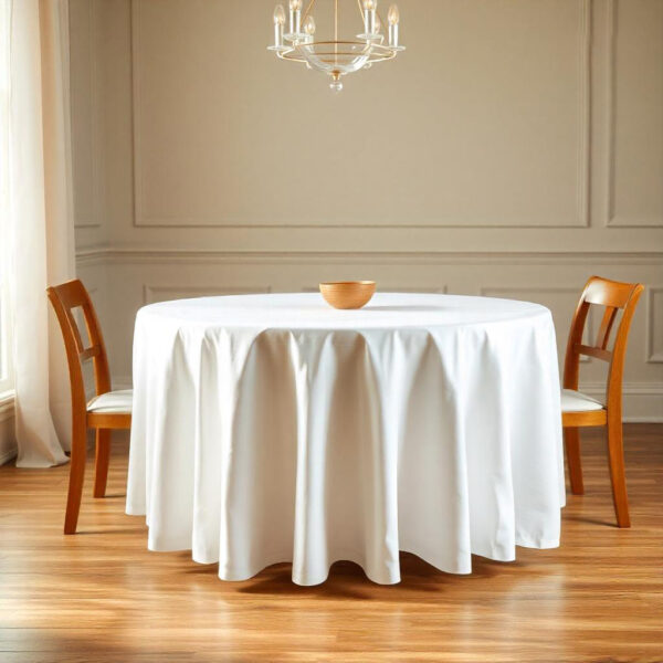 Valencia 100% Cotton White Plain Satin Round Table Cover