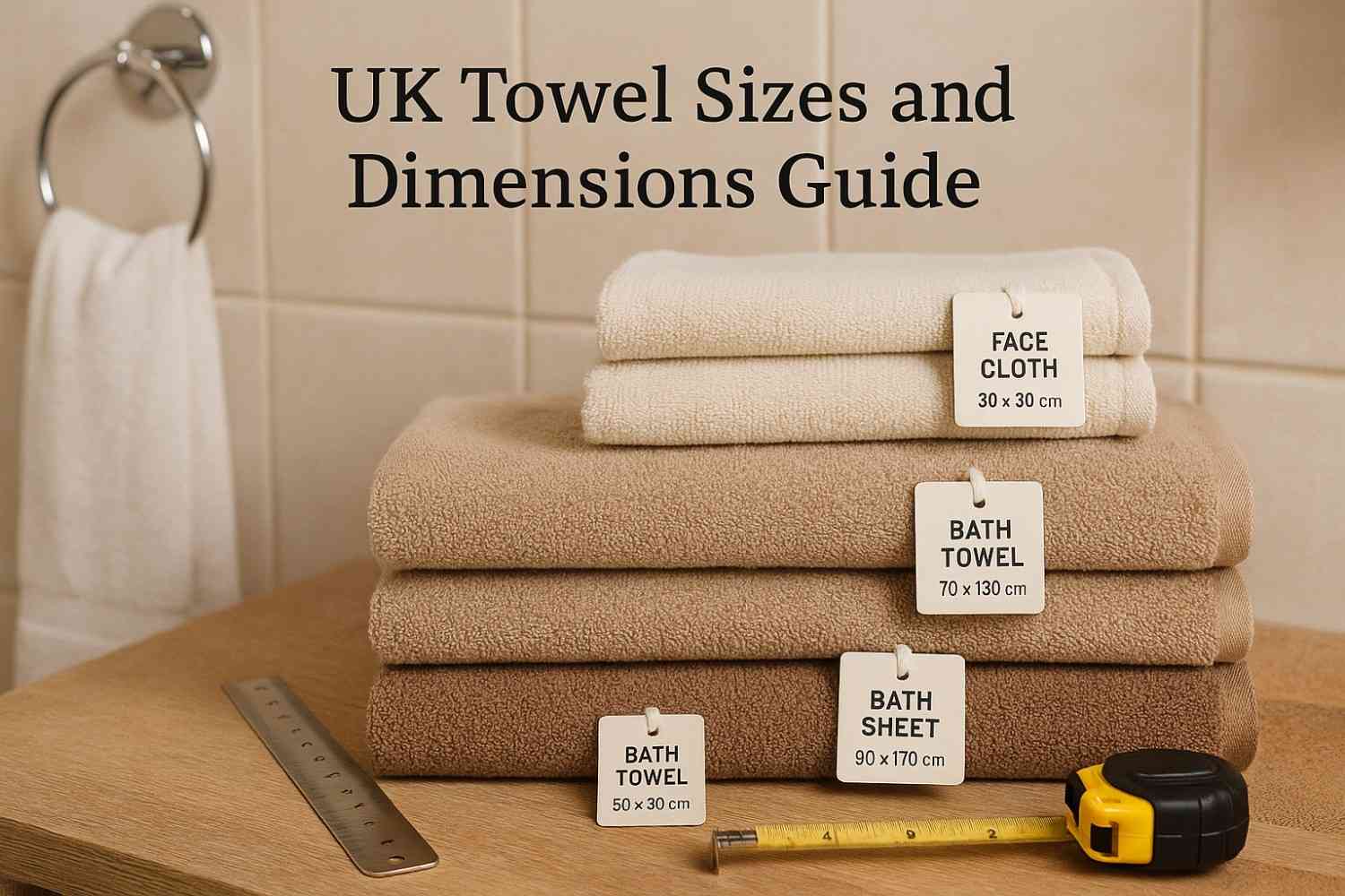 Meta Description: Learn standard UK towel sizes and dimensions. See hand towel size, bath towel sizes UK, bath sheets, face cloths, and bath mats. Get a simple guide to choose the best towel for your bathroom.