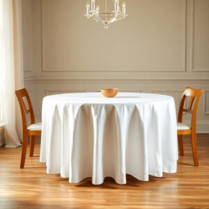 Valencia 100% Cotton White Plain Satin Round Table Cover