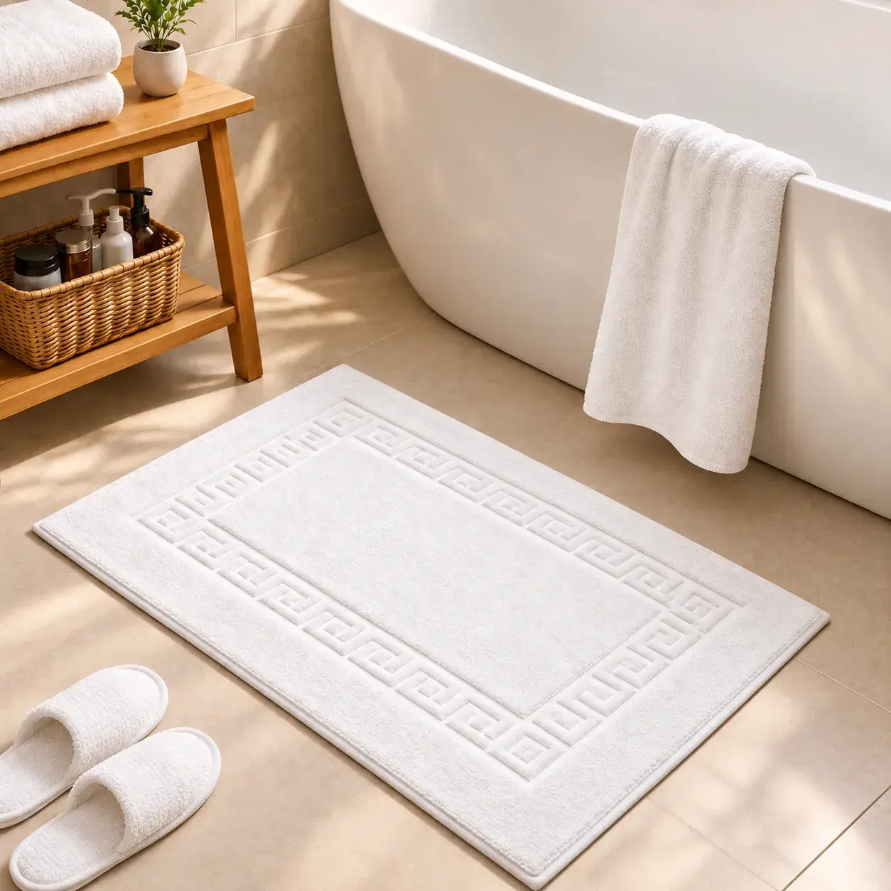 Greek Key Pattern Bath Mat