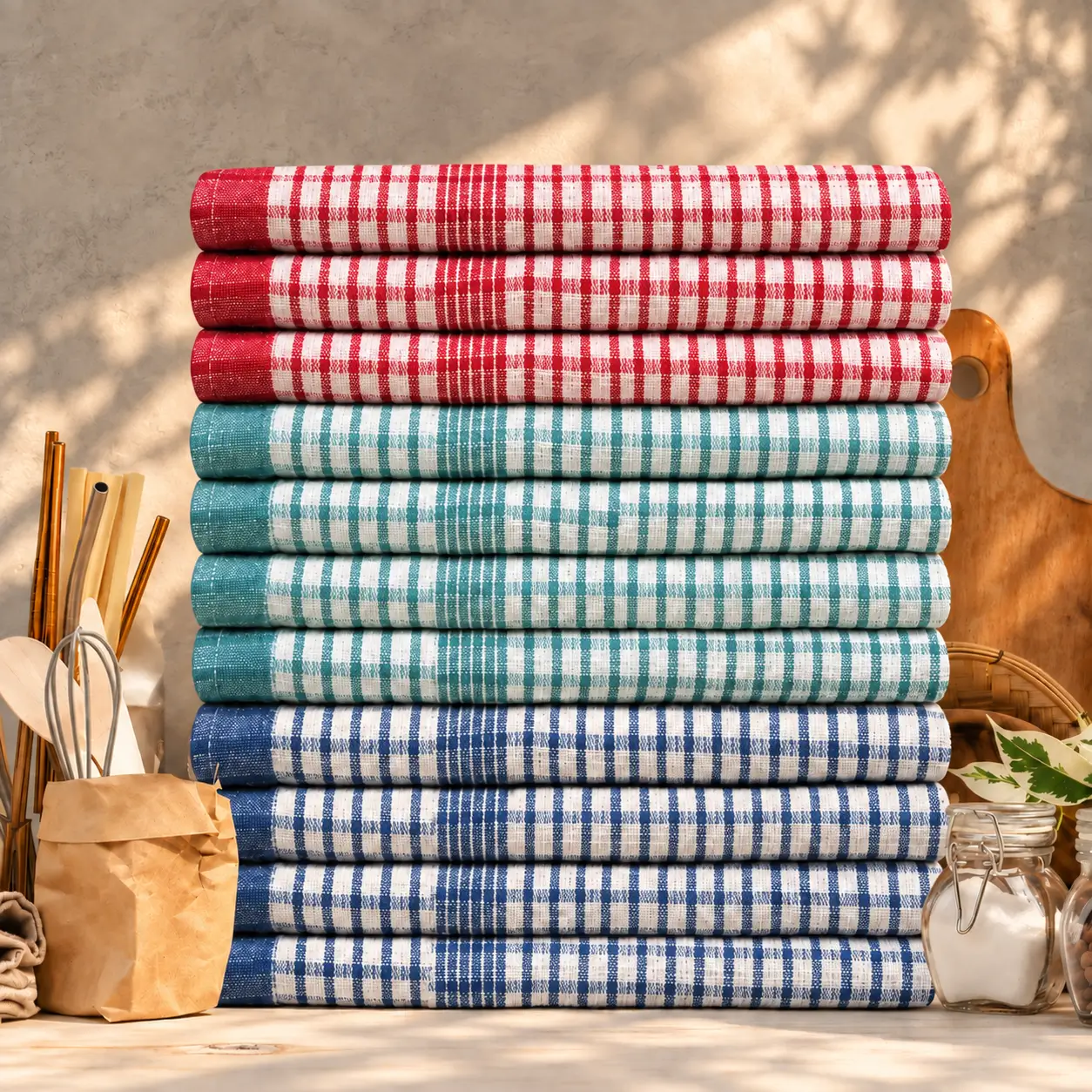 Rich Absorbent Cotton Kitchen Tea Towels
