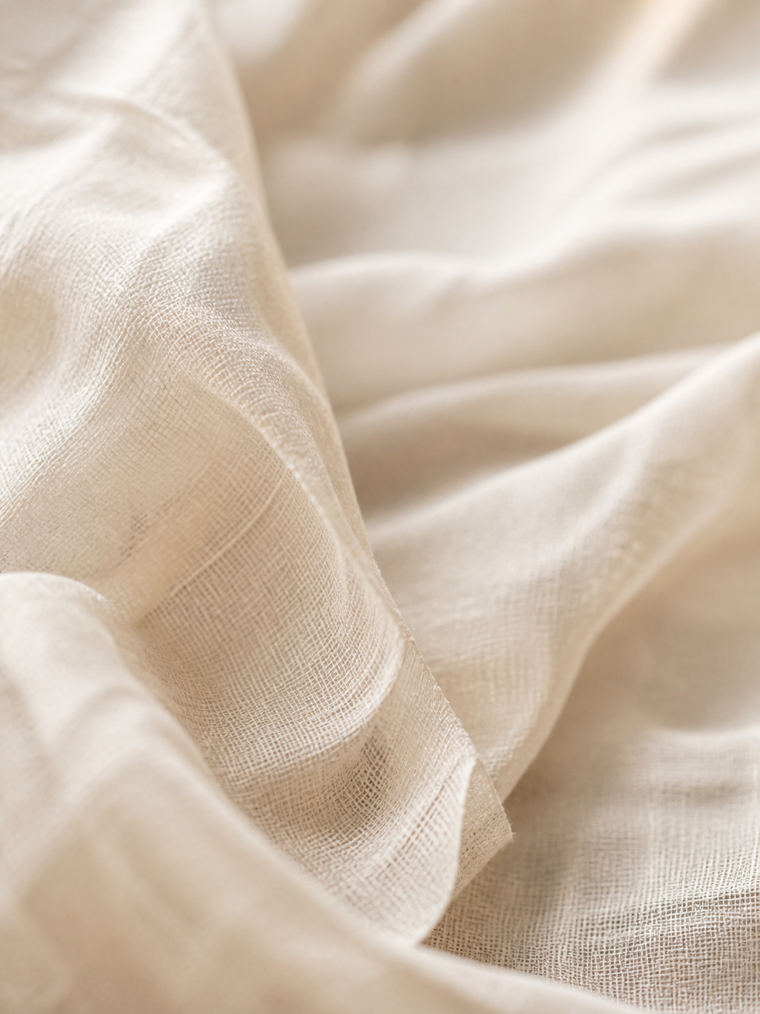 Close view of softly draped natural linen weave